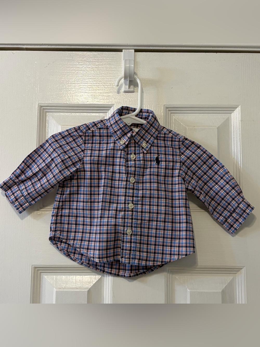 Ralph Lauren Baby Boys' Classic Blue, Red and White Plaid Button-Down Shirt 3 M